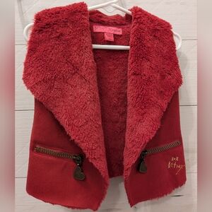 ❤️ Betsey Johnson Faux Fur Toddler Girl's Vest w/ Heart Zippers; 12 Months